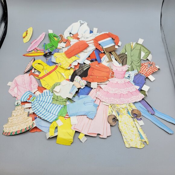 1963 Barbie Ken Stand-Up Paper Dolls Plastic Stands Clothes Whitman - Picture 7 of 12